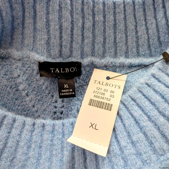 WMS Talbots Light Blue Textured Sweater NWT Boat Neckline SZ XL - Picture 2 of 4